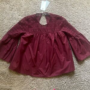New women’s blouse size medium bell sleeves eyelet